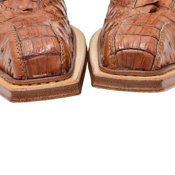 Exotic Fennix Italy Hornback Crocodile Ostrich Brown sz 9 Chelsea Dress Zip Boot - Picture 10 of 16